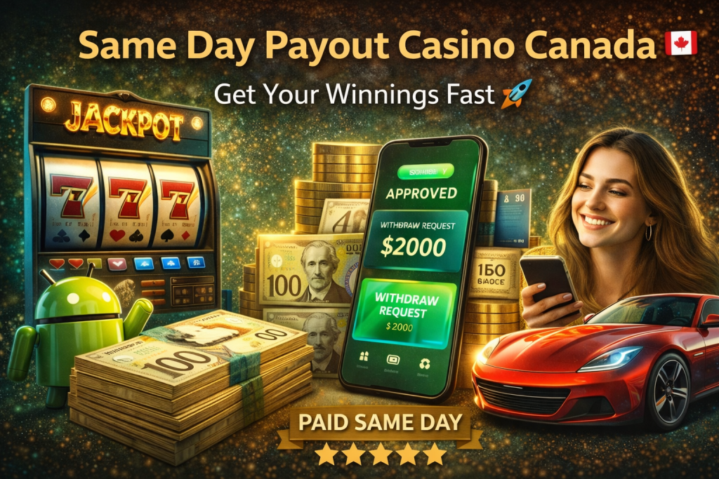 A person holding a smartphone showing a successful withdrawal from a same day payout casino canada