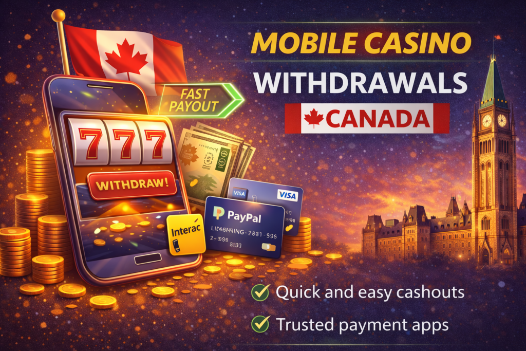 person using a smartphone for mobile casino withdrawals Canada