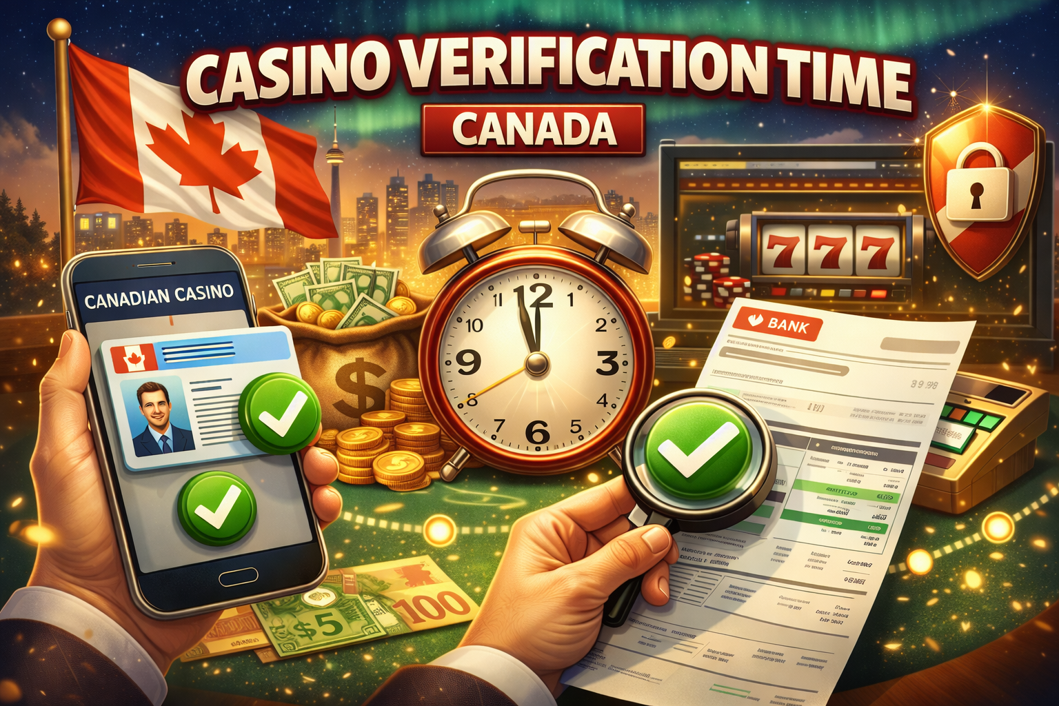Clock showing how long verification takes casino
