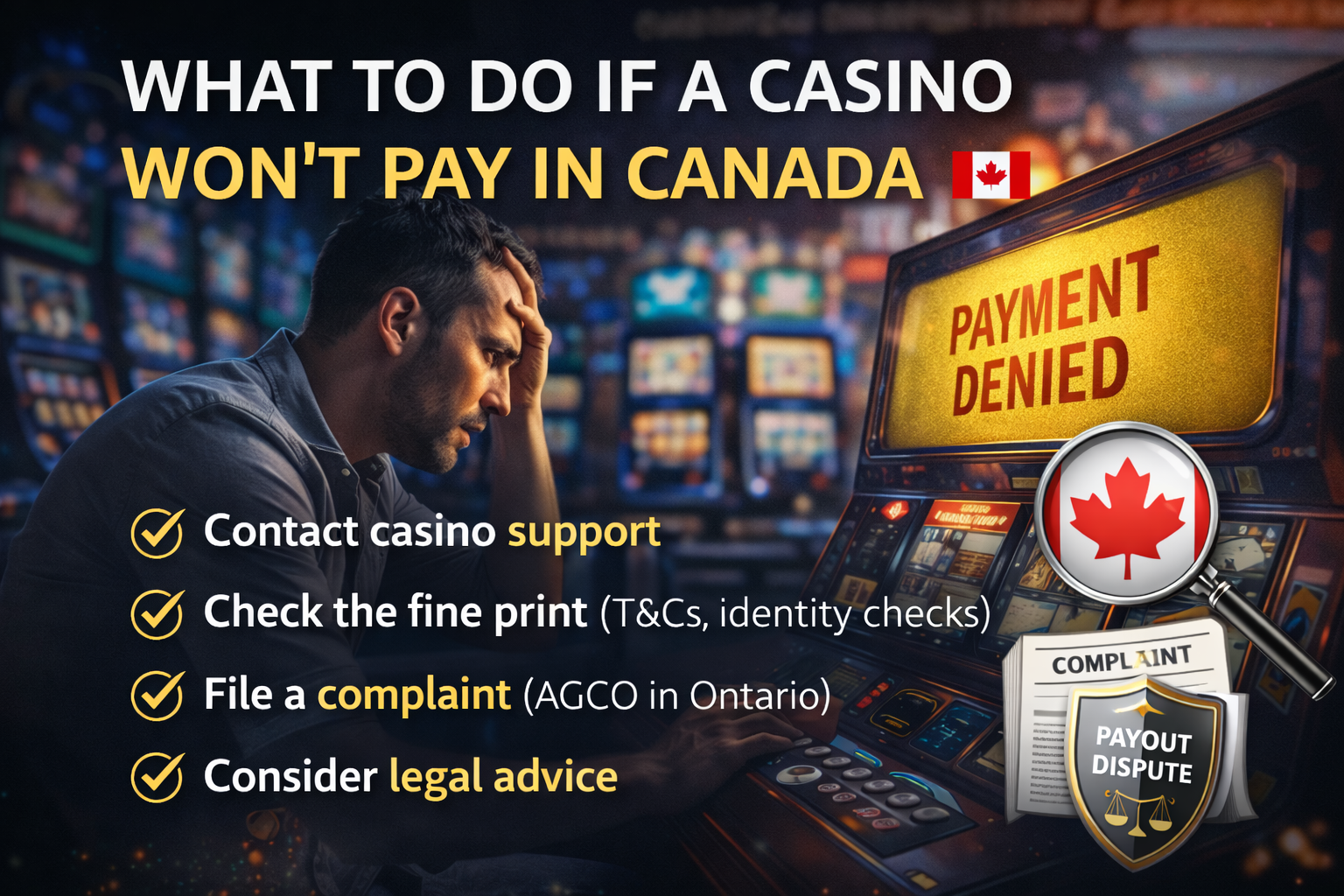 Resolving a payout dispute with a Canadian online casino